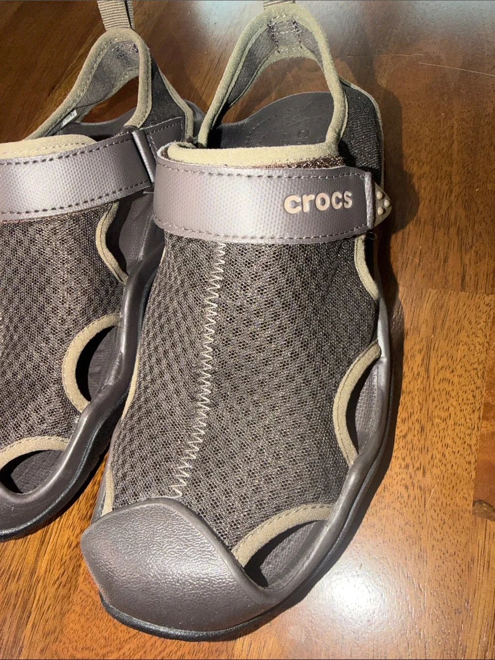 CROCS Swiftwater Men's Taupe and Beige Mesh Sport Slides